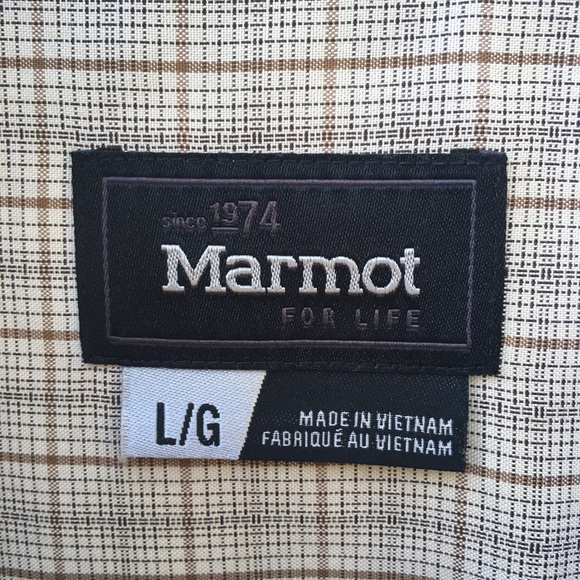 SOLD Marmot Plaid Short Sleeve Button Down Shirt LG EUC - Picture 5 of 8